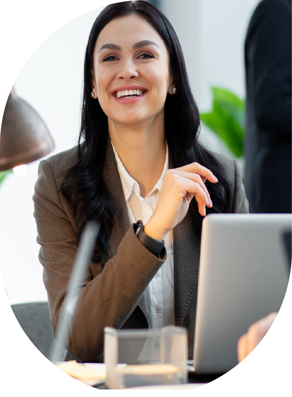 A female employee is working